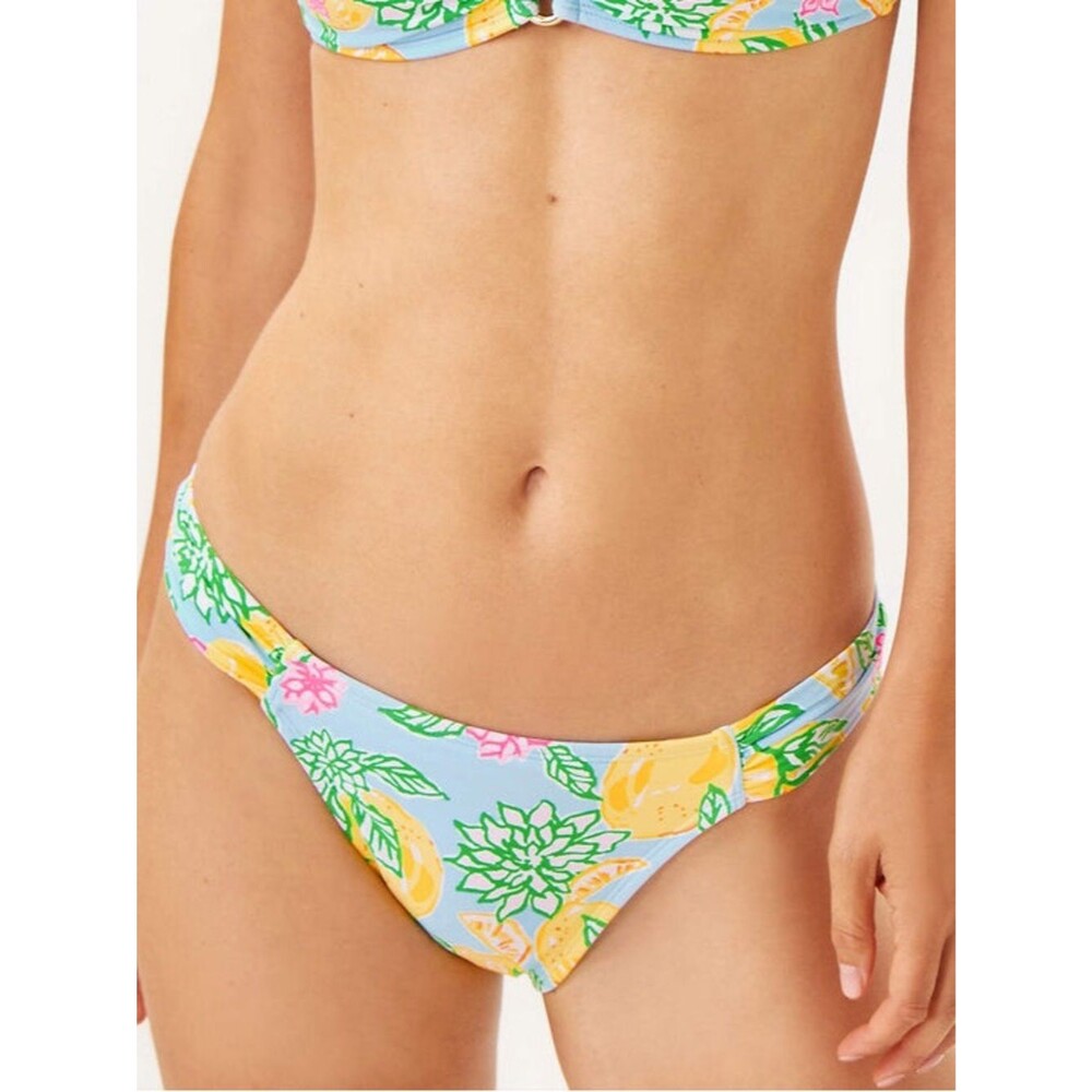NWT Lilly Pulitzer Clancy Bikini Bottom Size 14 Make Lemonade Bluette Shirred